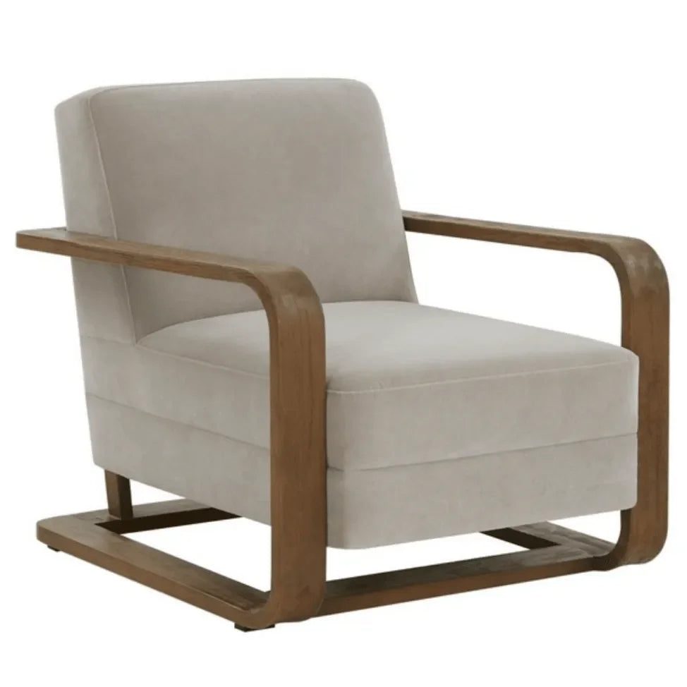 Jayshaw Wood Frame Accent Chair in Gray