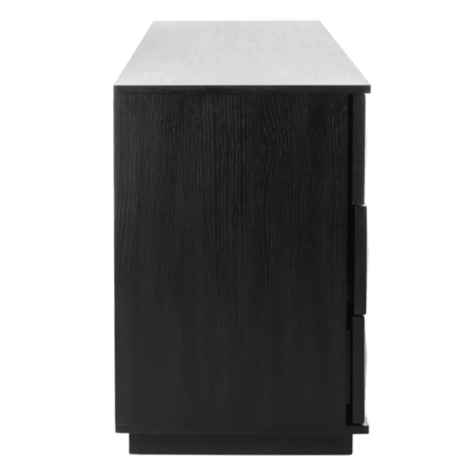 Patty Wood Drawer Dresser in Black with Cubism Design