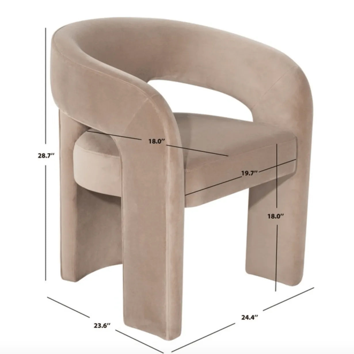 Catharia Velvet Dining Chair in Brown