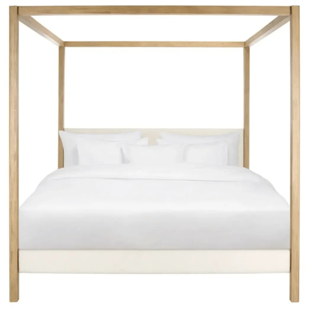 Graciella Boucle King Canopy Bed with Upholstered Headboard