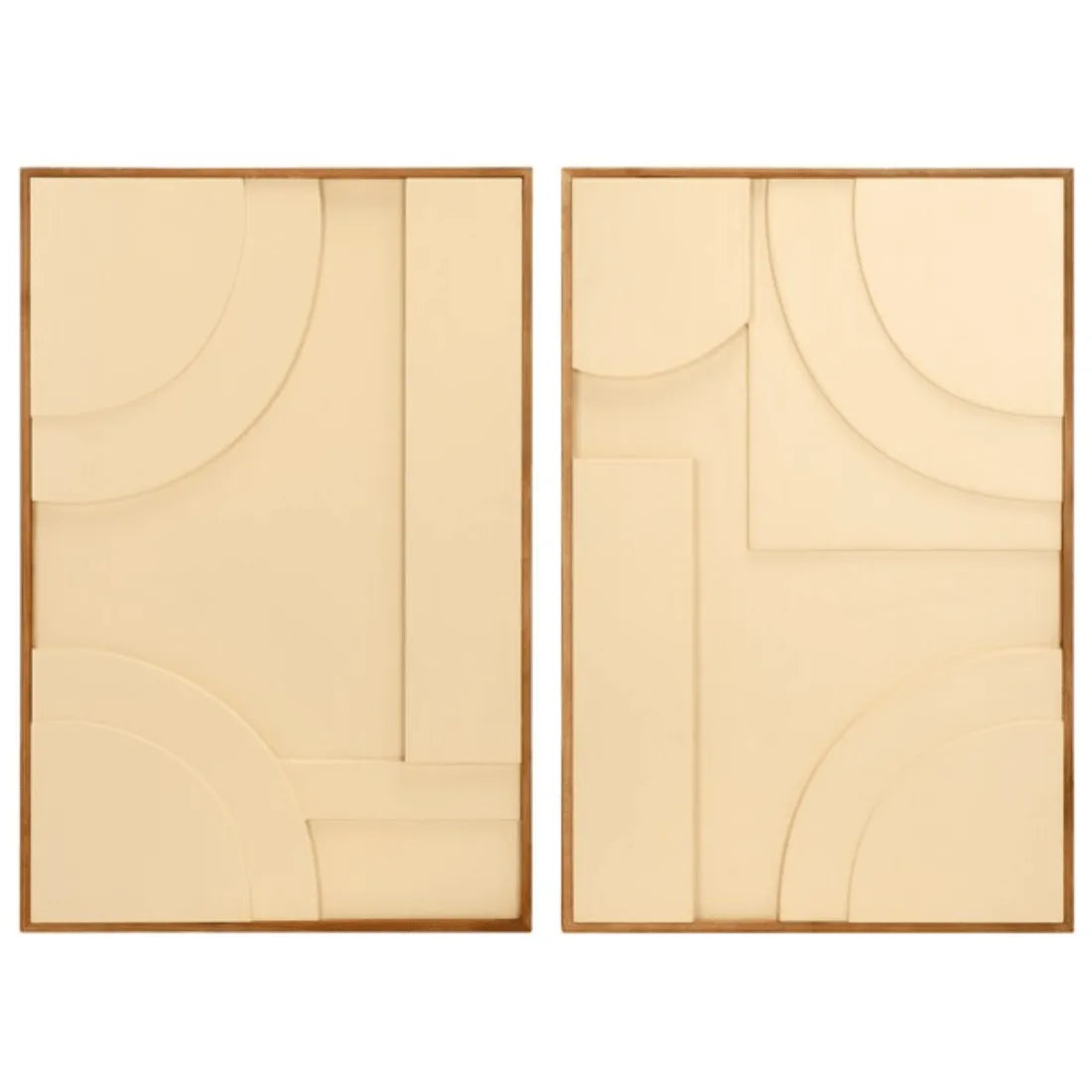 Modern Geometry Wall Art in Natural and Ivory (Set of 2)