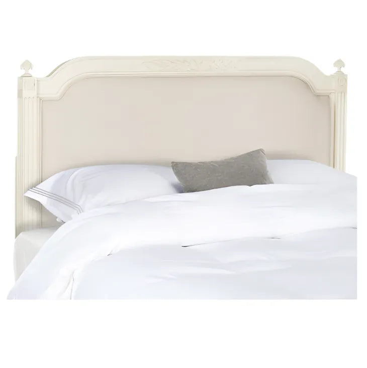 Antique Beige Wood Linen Headboard