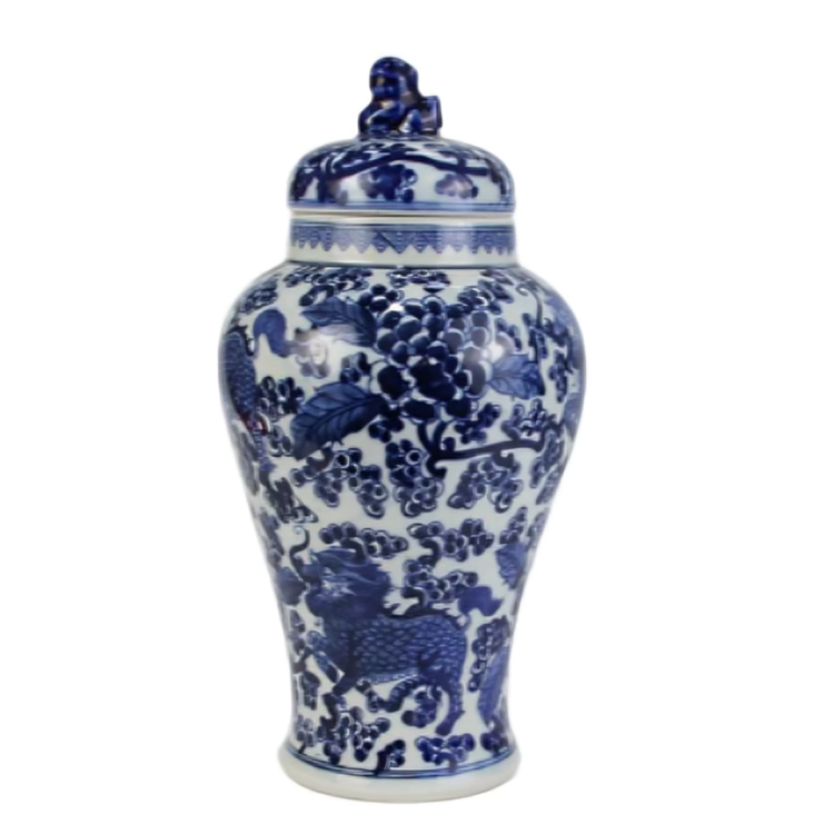 Floral Lion Jar