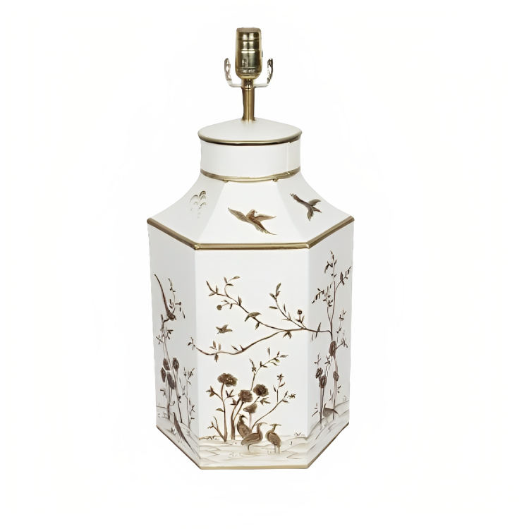 Ivory & Gold Hexagon Lamp