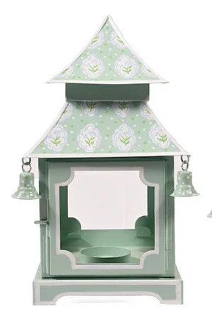 Sage Green & White Tulip Pagoda Lantern (3 Sizes) - The Mayfair Hall