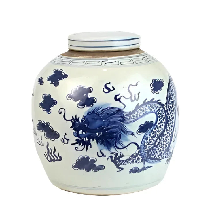 Large Dragon Flat Top Jar - The Mayfair Hall