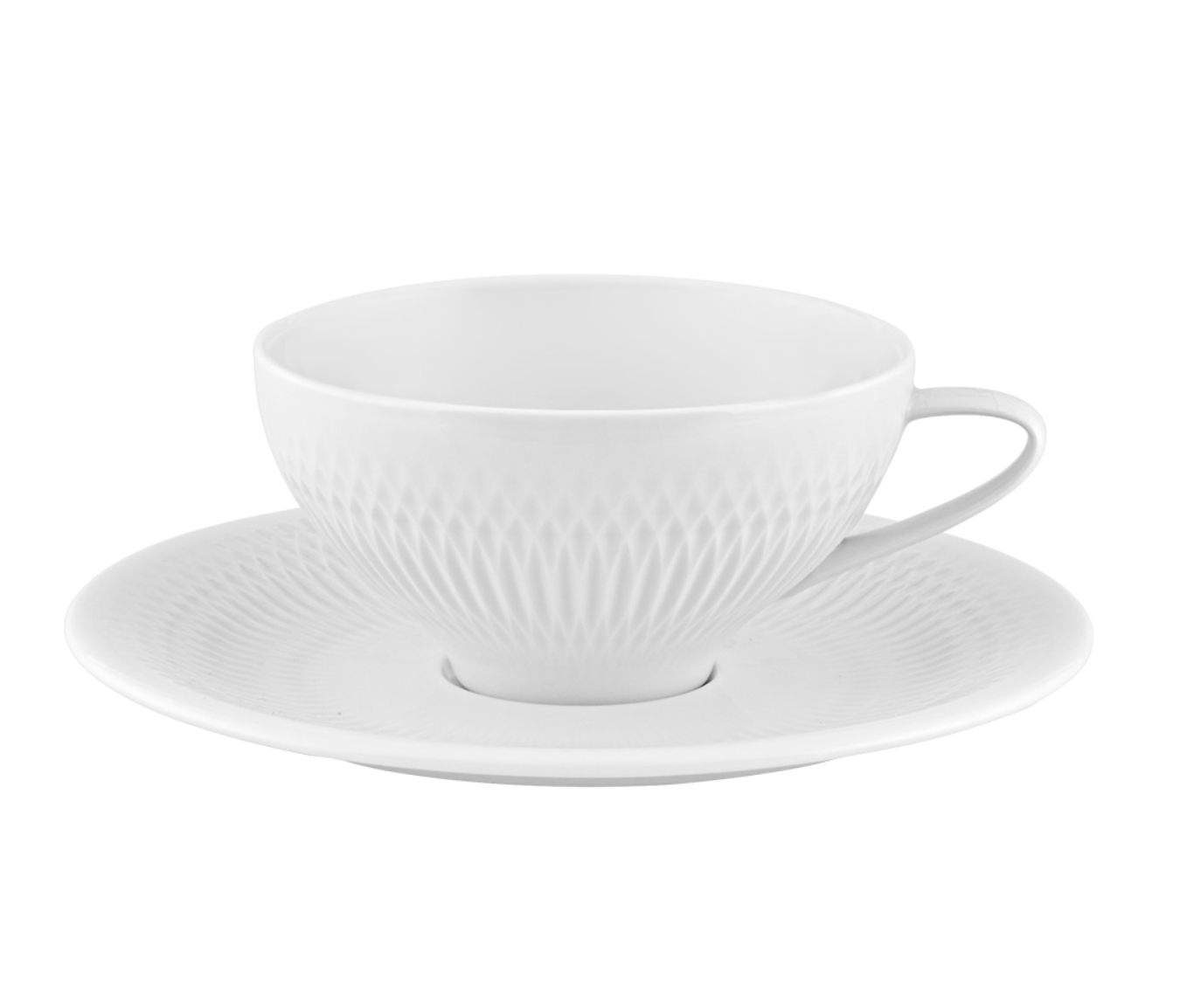 Utopia Porcelain Tea Cup & Saucer in White (Set of 2)