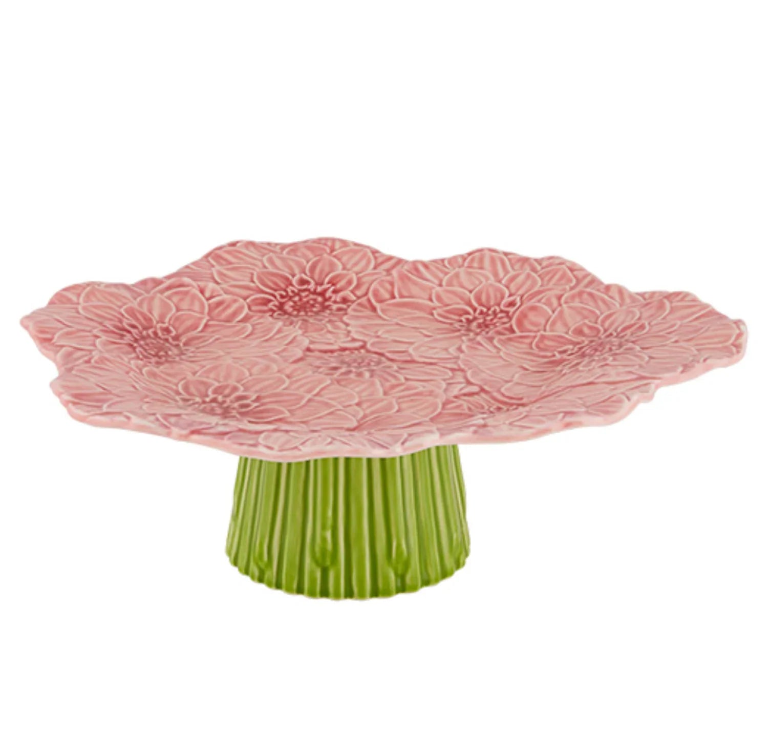 Maria Flor Earthenware Small Cake Stand in Pink and Green - The Mayfair Hall