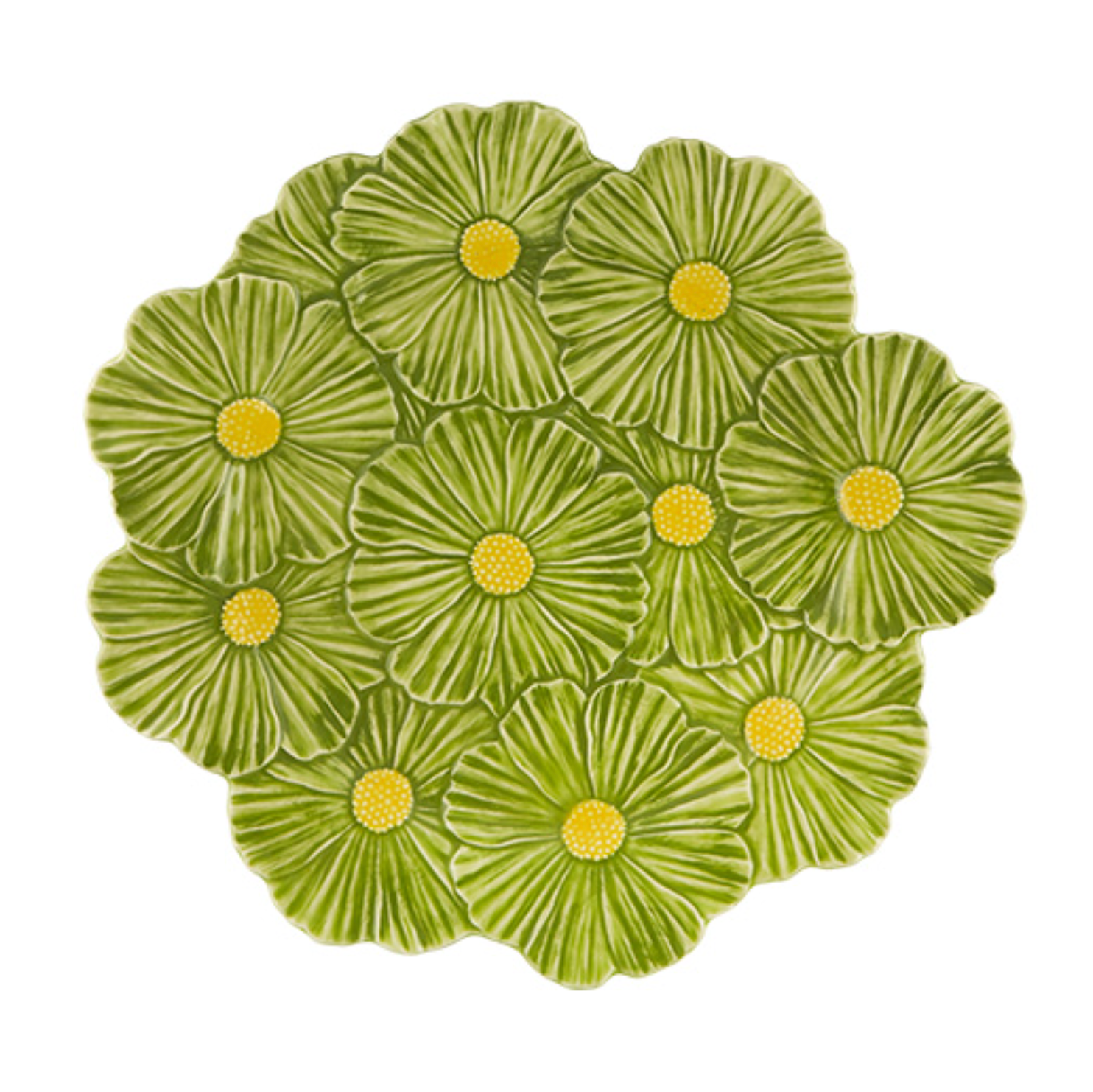 Maria Flor Earthenware Charger Plate in Green and Yellow