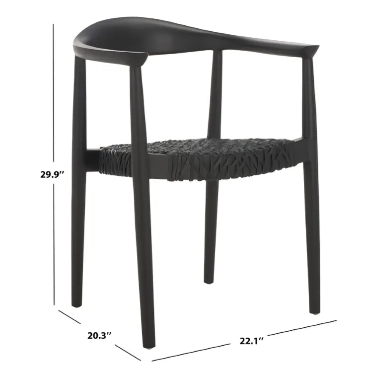 Bandelier Stacking Dining Chair in Black with Weave Pattern (Set of 2)