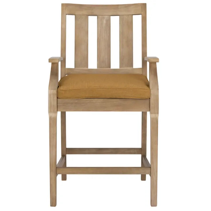 San Salvador Wood Patio Counter Stools in Brown with Cushion (Set of 2)