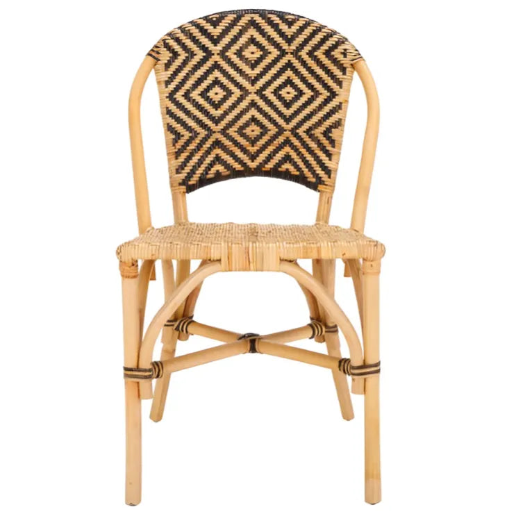 Callidora Rattan Dining Chair in Natural with Bold Black Pattern