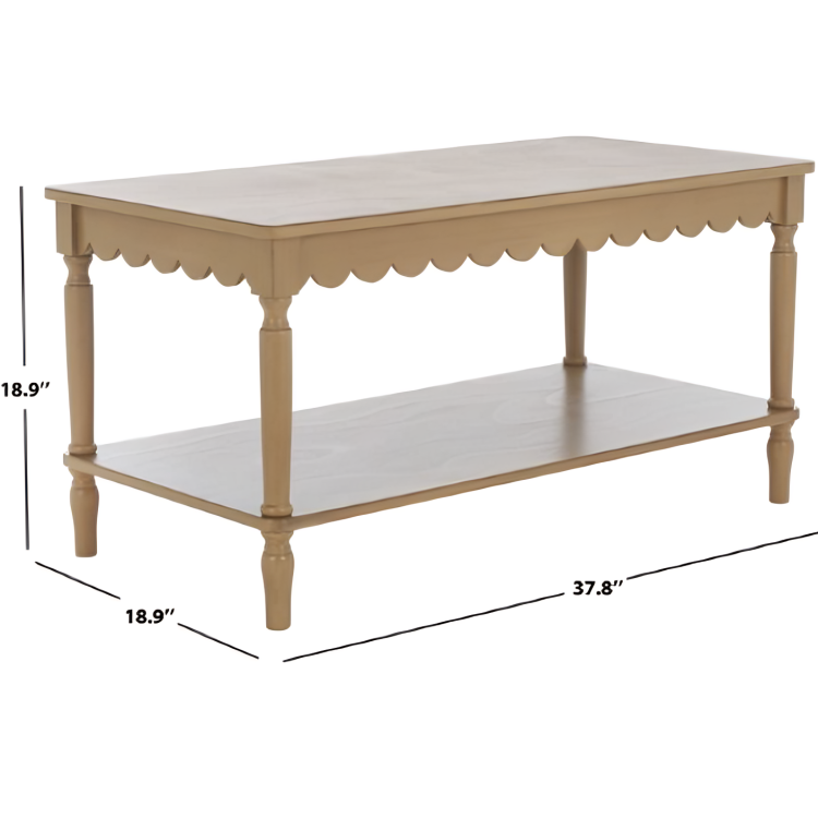 Haven Wood Coffee Table in Desert Brown with Shelf