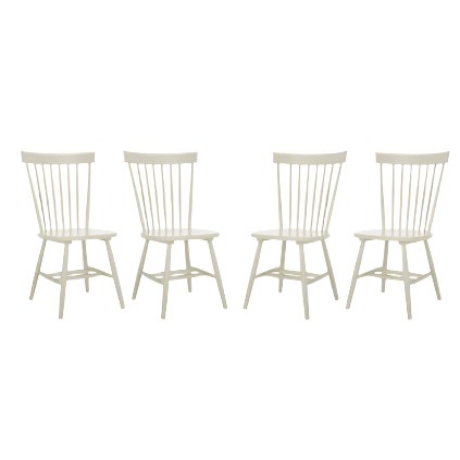 Parker Wood Dining Chair in Off-White with Spindle Back (Set of 4)