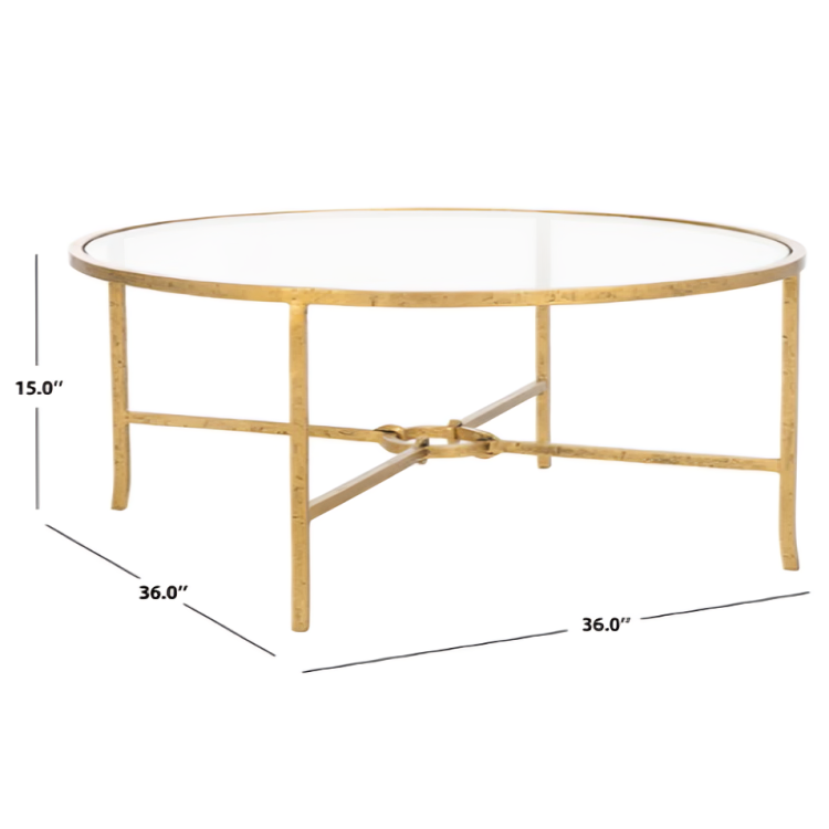 Tauri Forged Metal Round Coffee Table in Brass