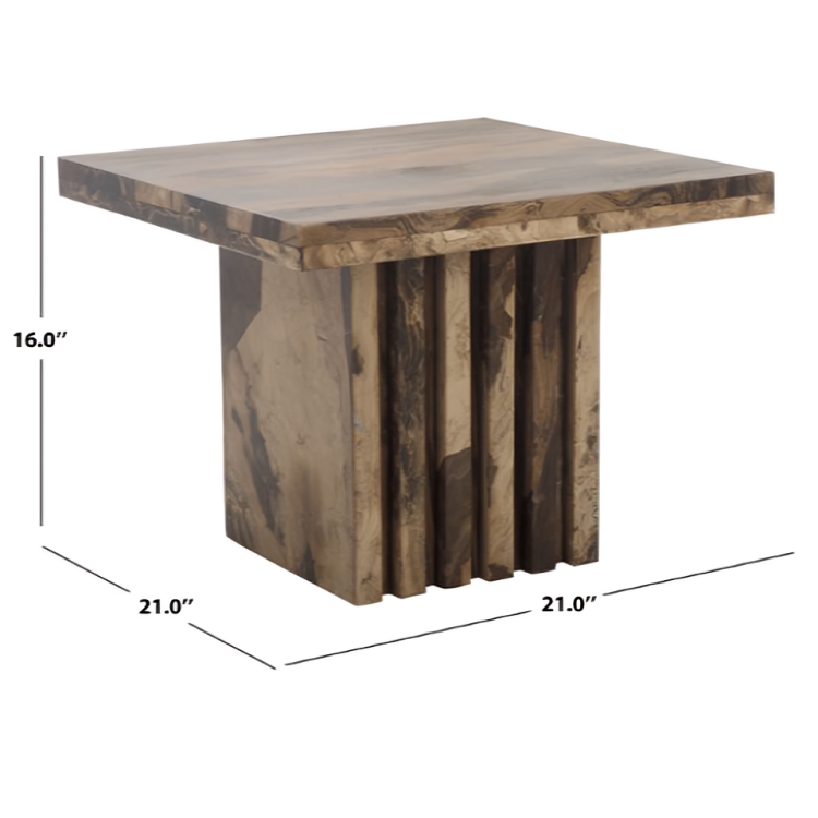 Olivia Marble Tall Accent Table in Brown