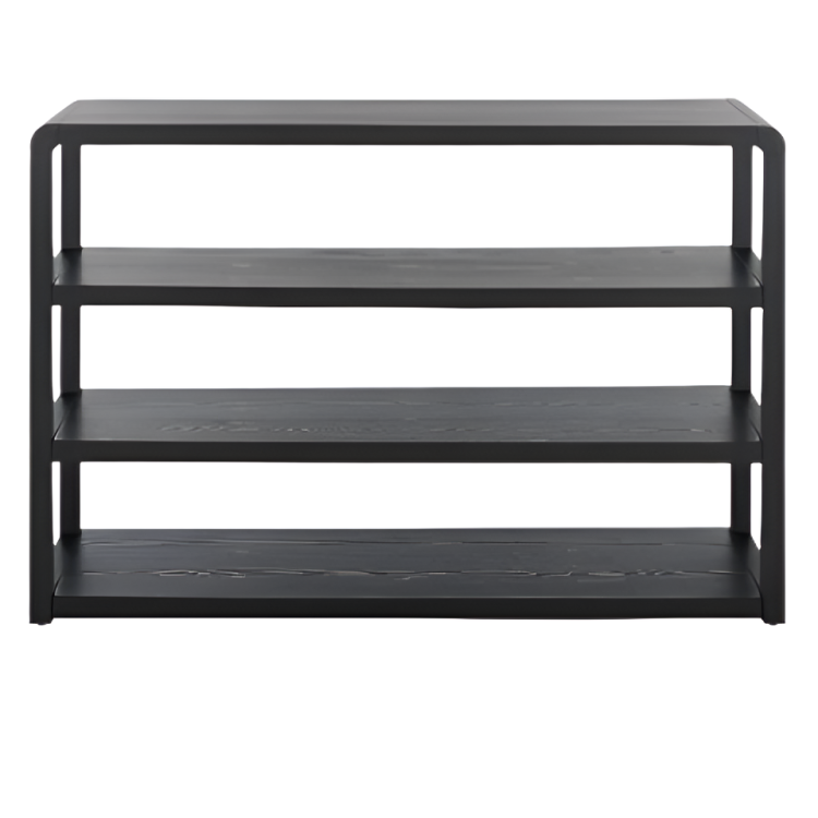 Omara Wood Console Table in Black with 4 Shelves