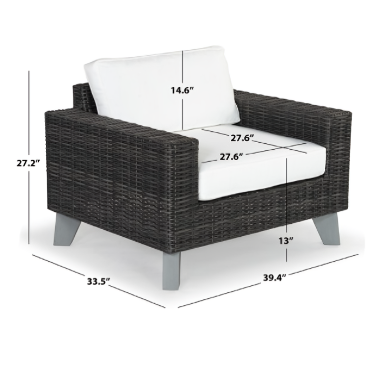 Margarita Wicker Patio Chair in Dark Gray and White
