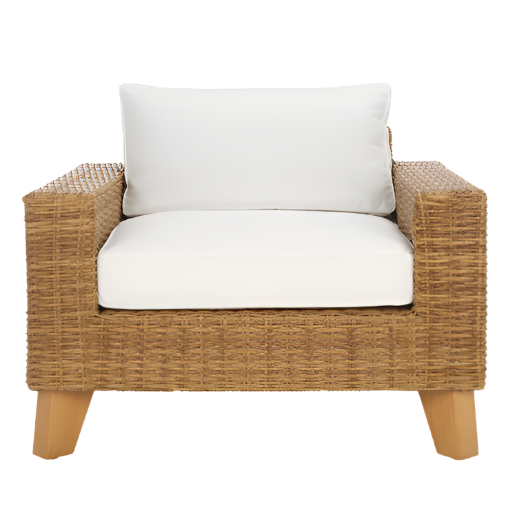 Margarita Wicker Patio Chair in Natural and White
