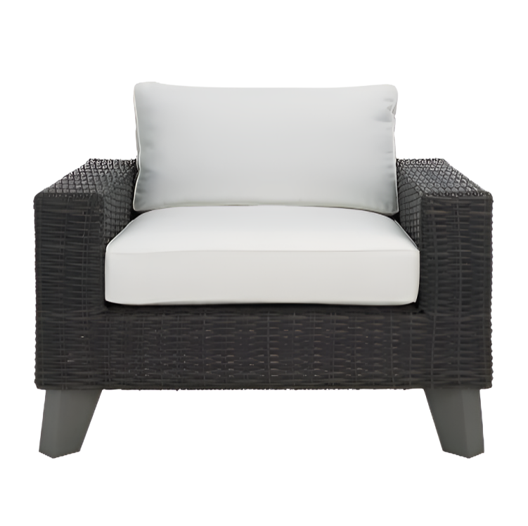Margarita Wicker Patio Chair in Dark Gray and White