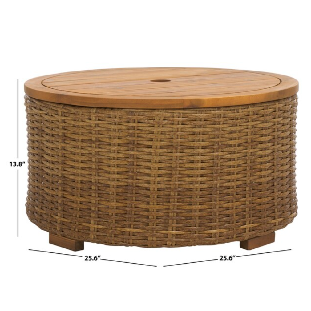 Anguilla Wicker Storage Outdoor Coffee Table in Natural