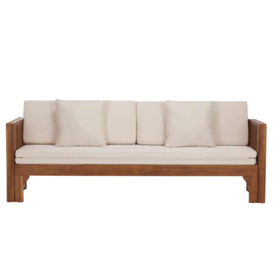 Napoli Acacia Daybed in Teak Brown with Cream Cushion