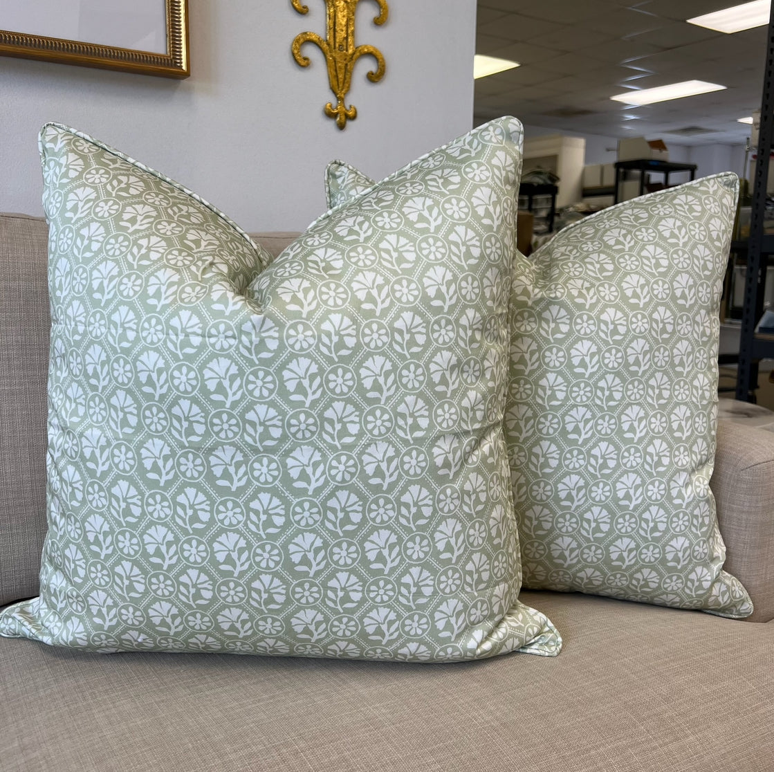 Sophie Pillow Cover in Celadon Reverse