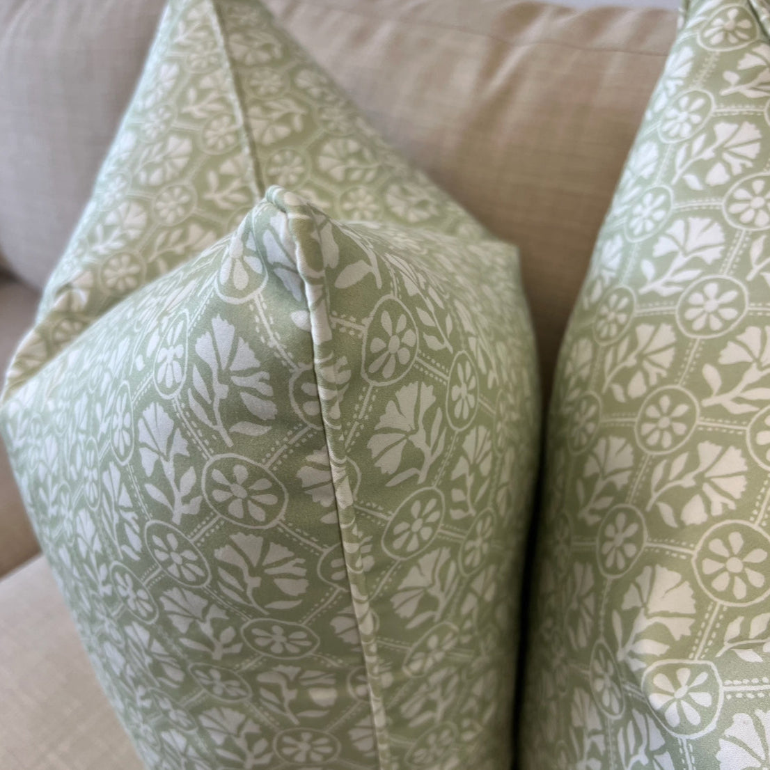 Sophie Pillow Cover in Celadon Reverse