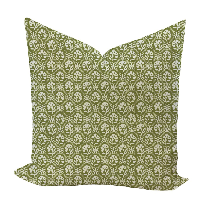 Sophie Pillow Cover in Olive Reverse
