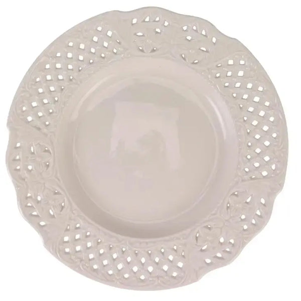 Stunning New 11" Pierced Embossed Dinner Plate (Ivory) - The Mayfair Hall