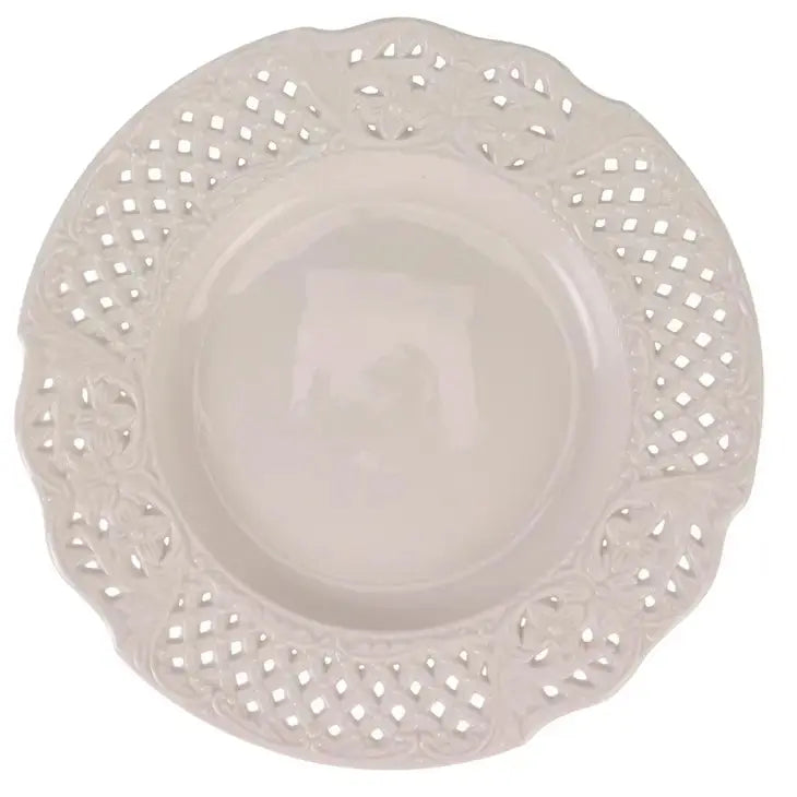 Stunning New 11" Pierced Embossed Dinner Plate (Ivory) - The Mayfair Hall