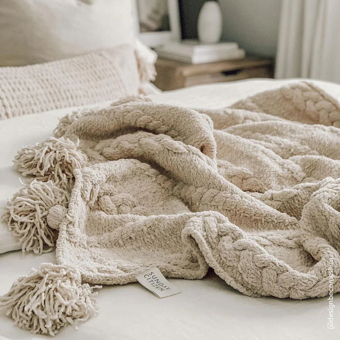 Braided Pom Pom Throw - The Mayfair Hall