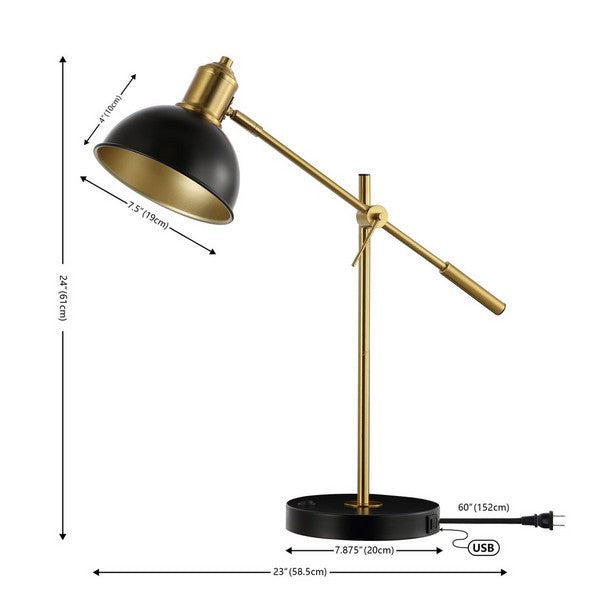Amur Table Lamp in Brass with Black Dome Shade
