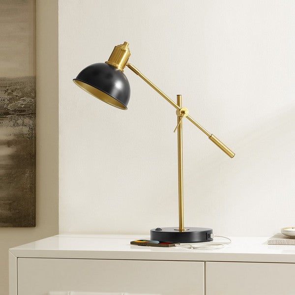 Amur Table Lamp in Brass with Black Dome Shade