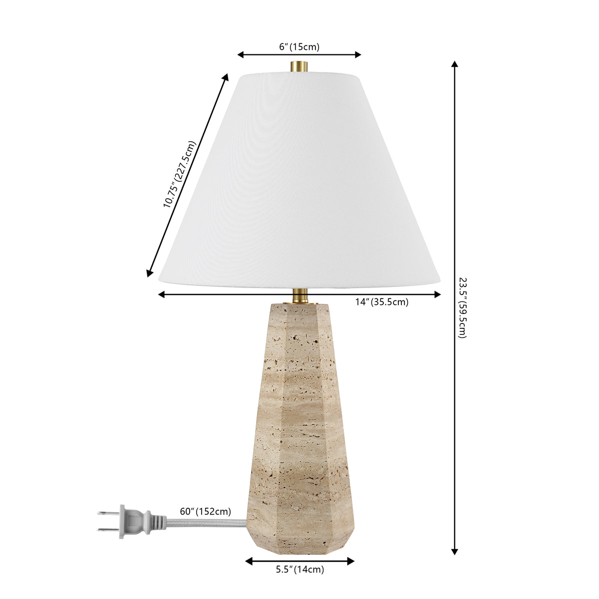 Calla Travertine Table Lamp in Beige — 23.5″