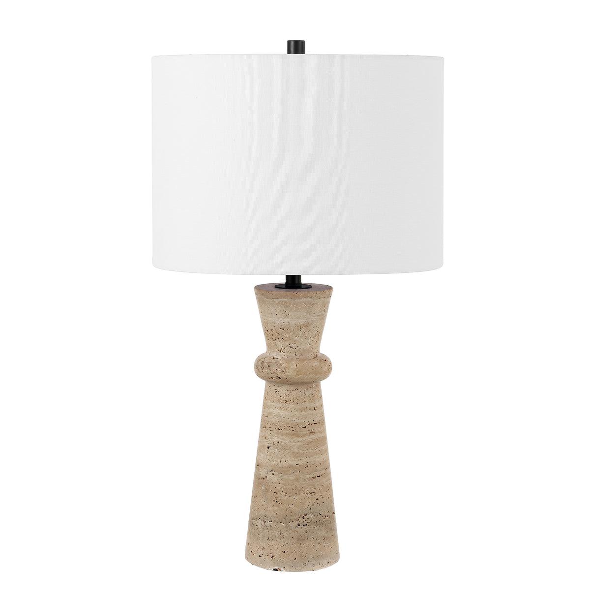Colette Travertine Table Lamp in Ivory — 25.25″