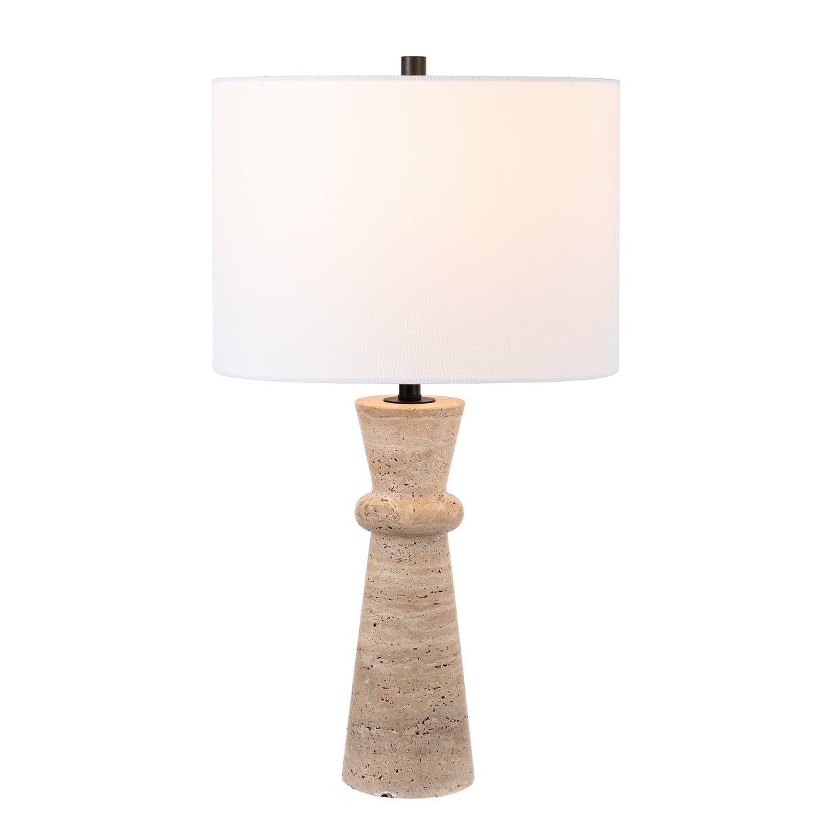 Colette Travertine Table Lamp in Ivory — 25.25″