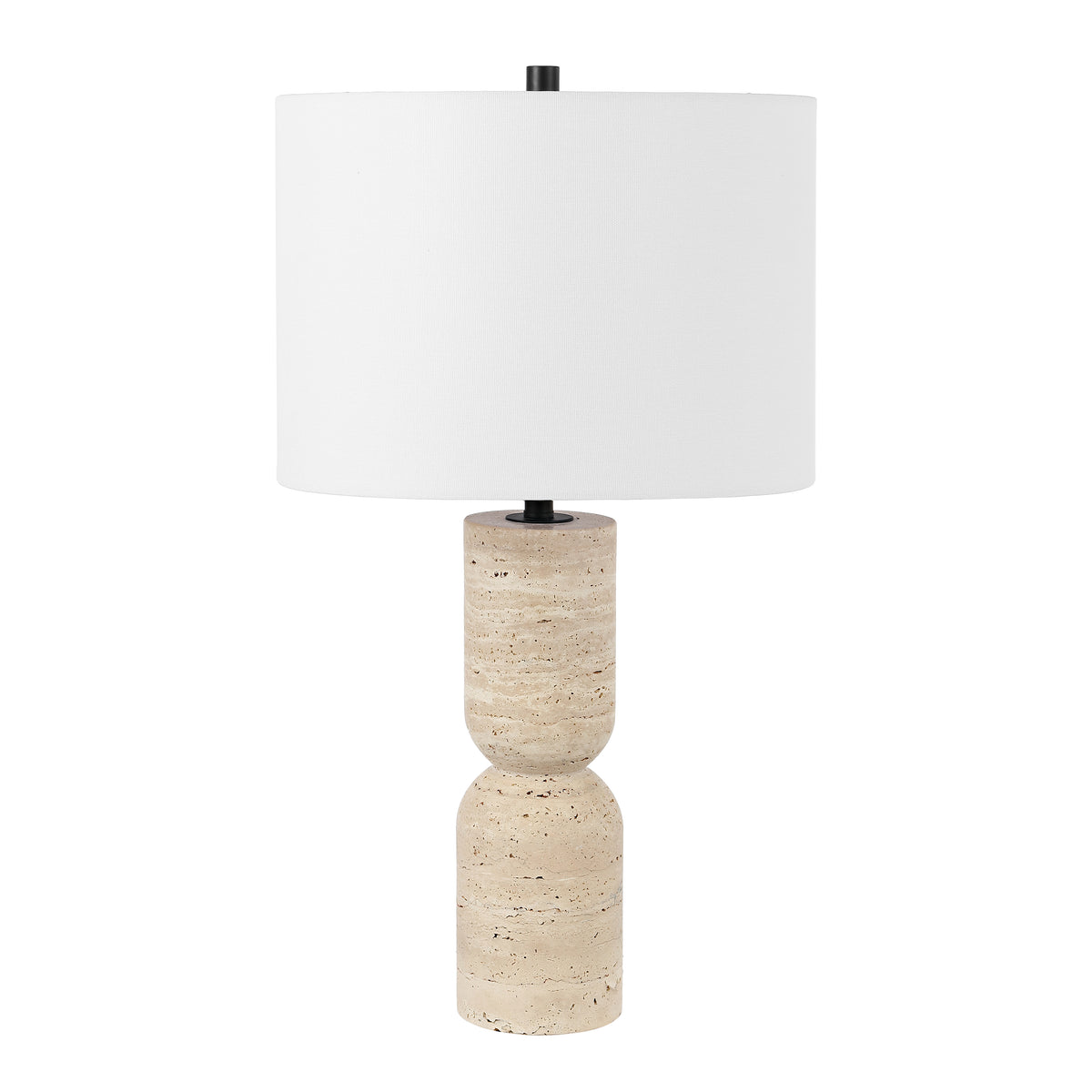 Nara Travertine Table Lamp in Ivory — 25.25″