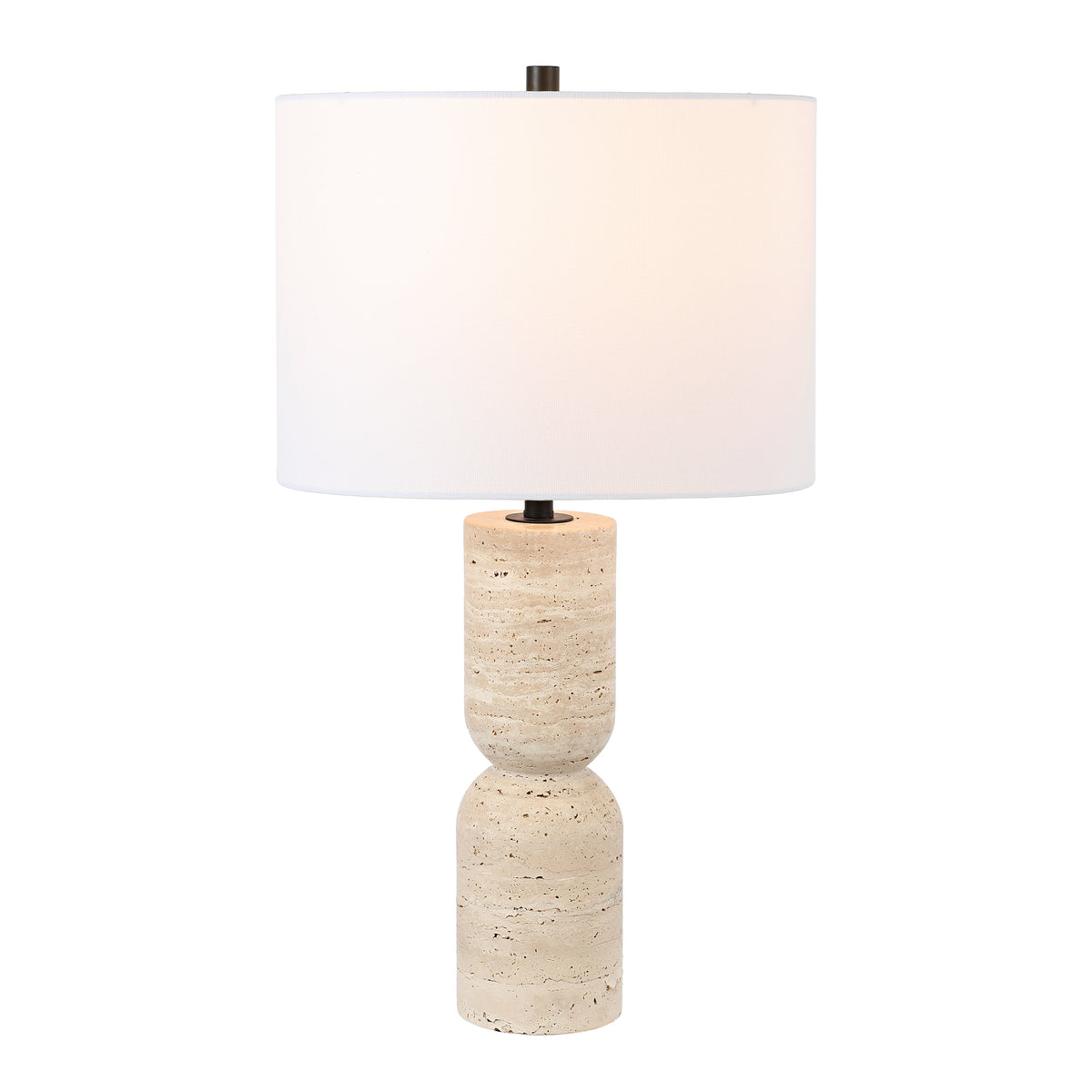 Nara Travertine Table Lamp in Ivory — 25.25″