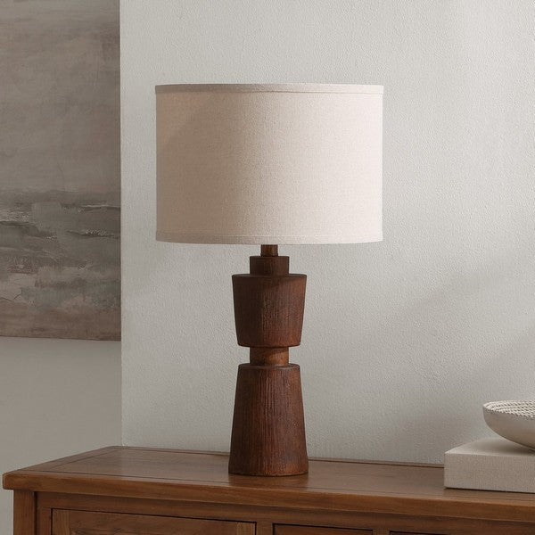 Nici Resin Table Lamp in Brown with Oatmeal Shade