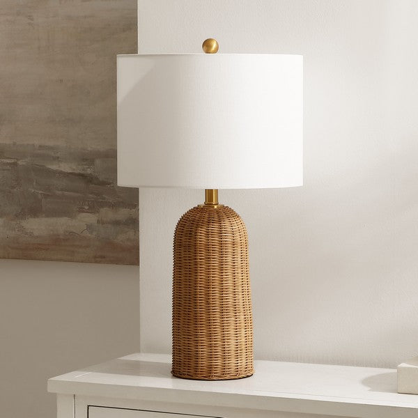Anto Rattan Table Lamp in Natural with White Cotton Shade