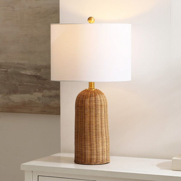 Anto Rattan Table Lamp in Natural with White Cotton Shade