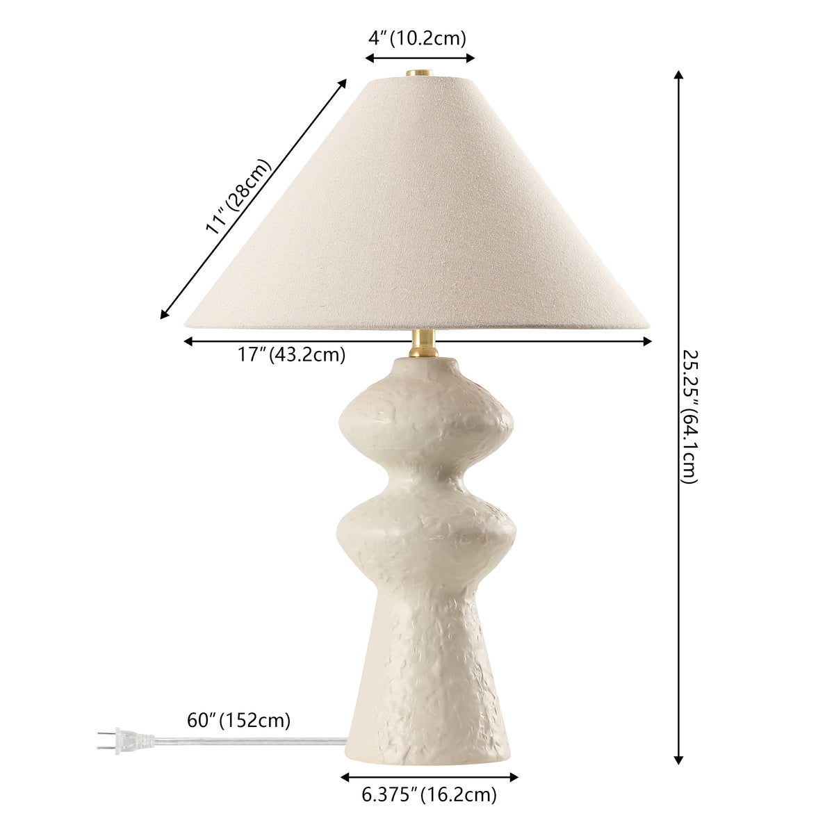 Keira Ceramic Table Lamp in White and Oatmeal — 25.25″
