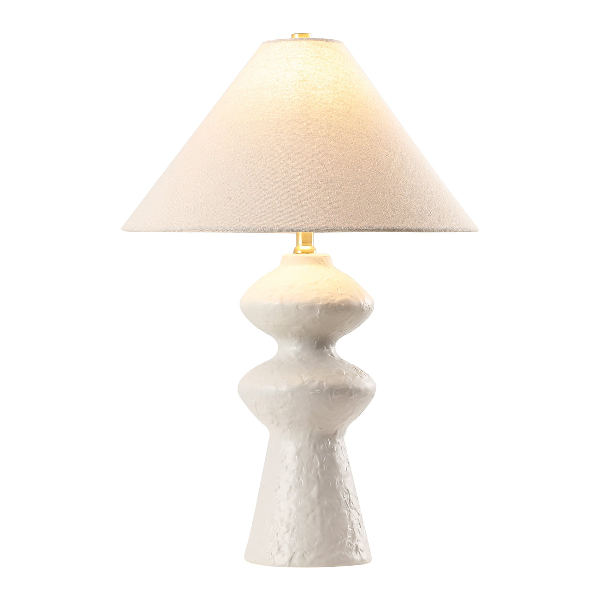 Keira Ceramic Table Lamp in White and Oatmeal — 25.25″