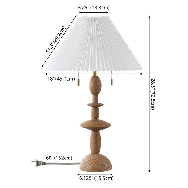Mensy Resin Table Lamp in Natural with White Cotton Shade