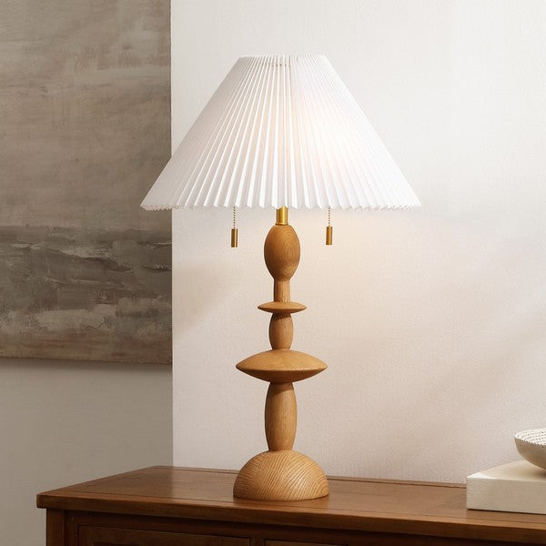 Mensy Resin Table Lamp in Natural with White Cotton Shade
