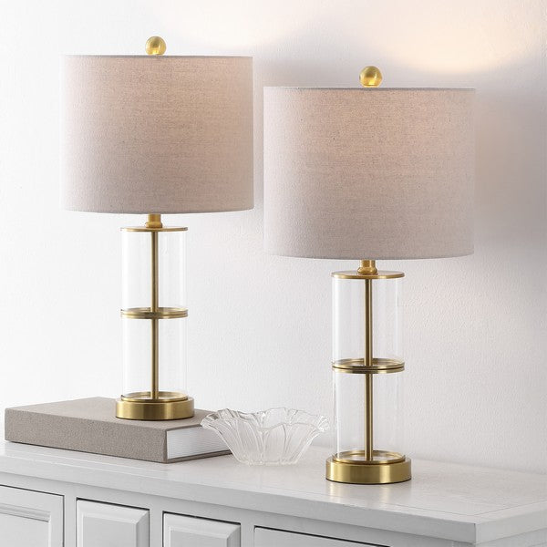 Nalla Glass Table Lamp in Clear and Brass (Set of 2)
