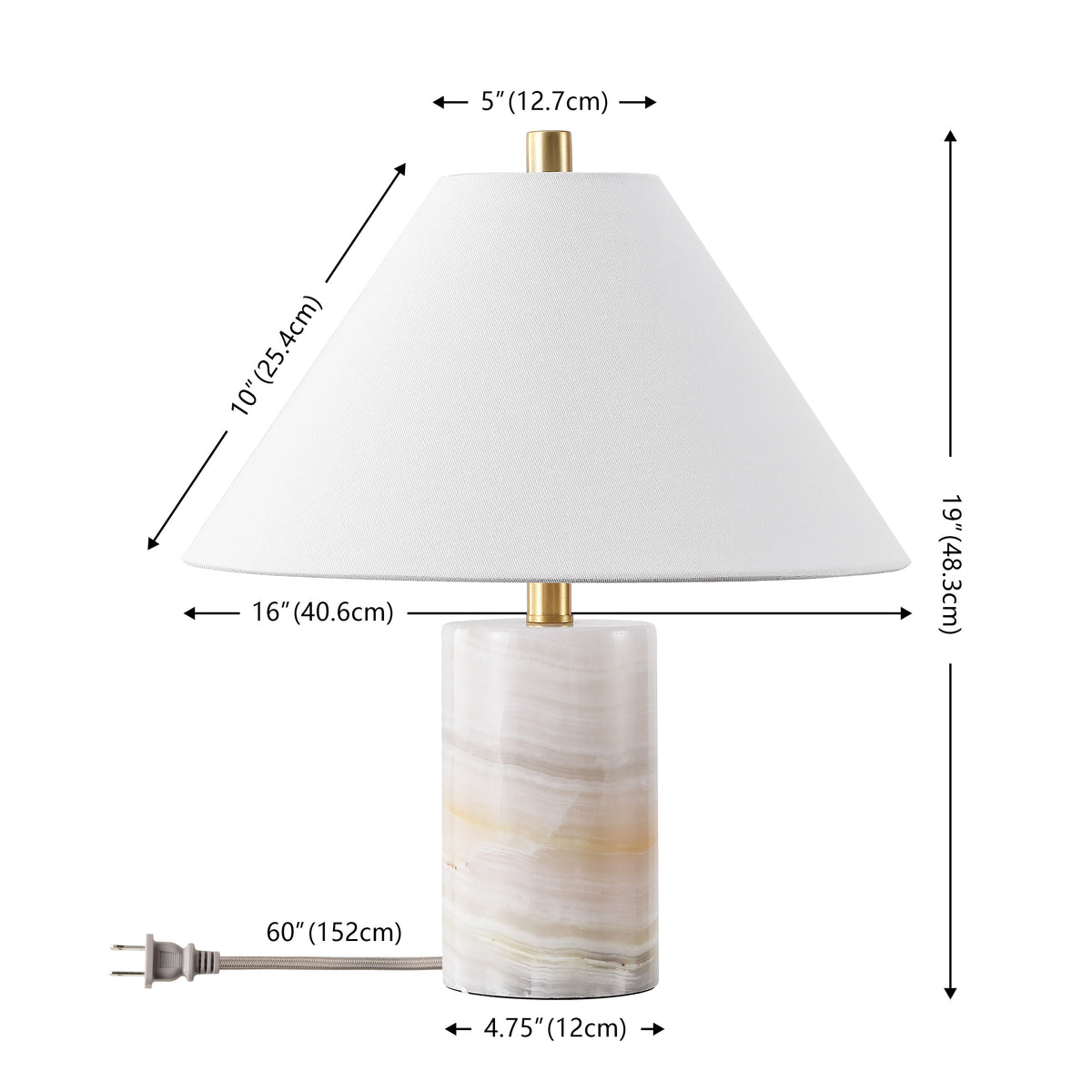 Naelle Marble Table Lamp in White and Gold — 19″