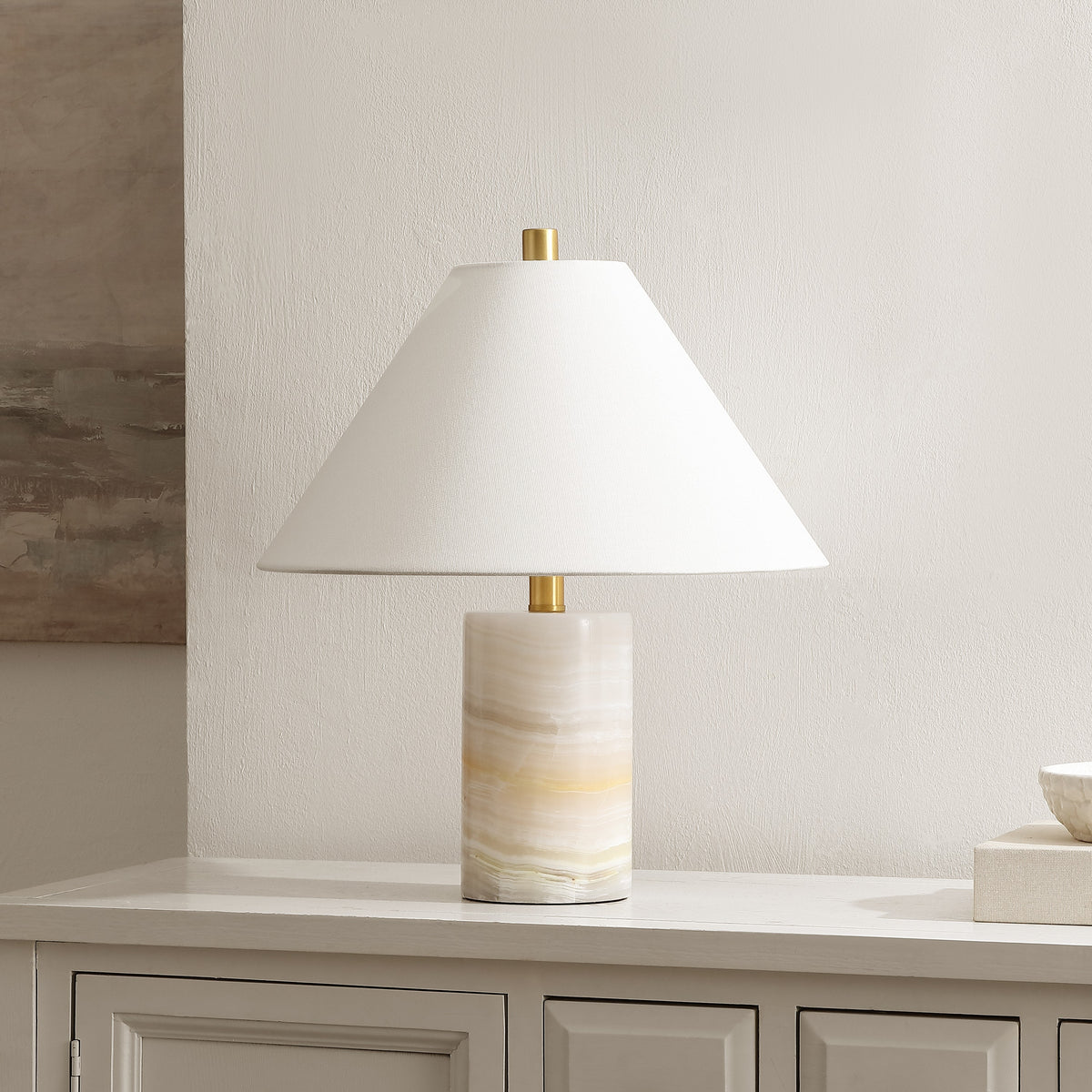 Naelle Marble Table Lamp in White and Gold — 19″