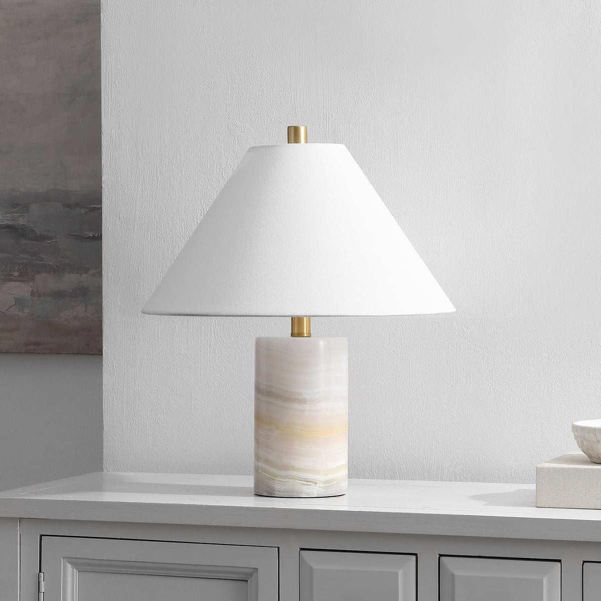 Naelle Marble Table Lamp in White and Gold — 19″